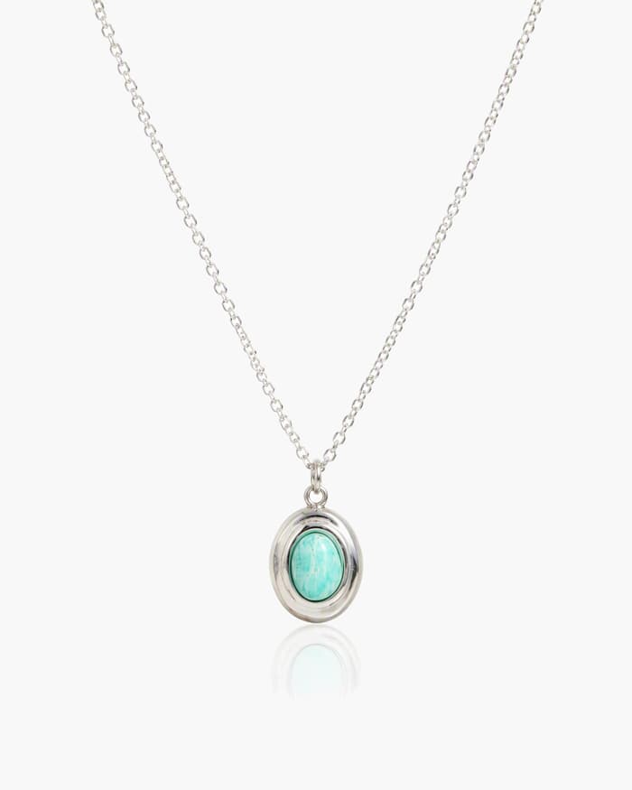Dainty Oval Stone Pendant Necklace
