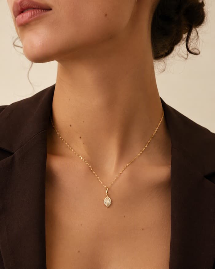 Dainty Leaf Pendant Necklace — worn