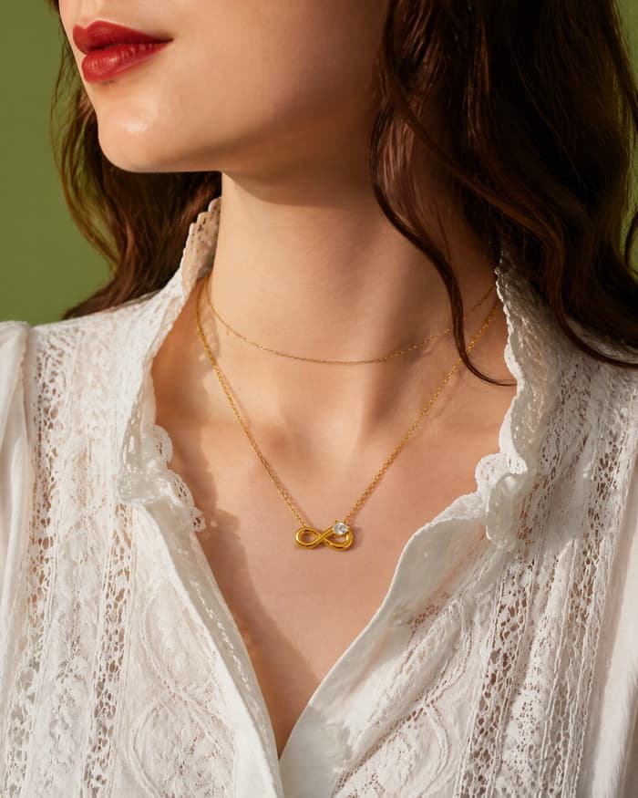Dainty Infinity Pendant Necklace — worn