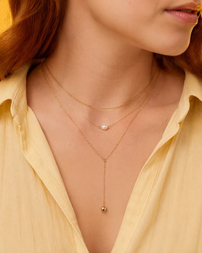 Dainty Single Stone Y-Necklace — worn