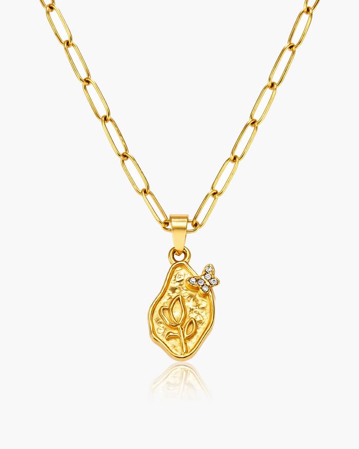 Floral Motif Pendant Necklace