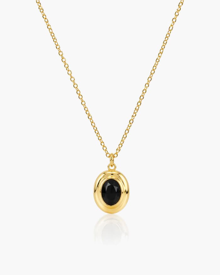 Dainty Oval Stone Pendant Necklace