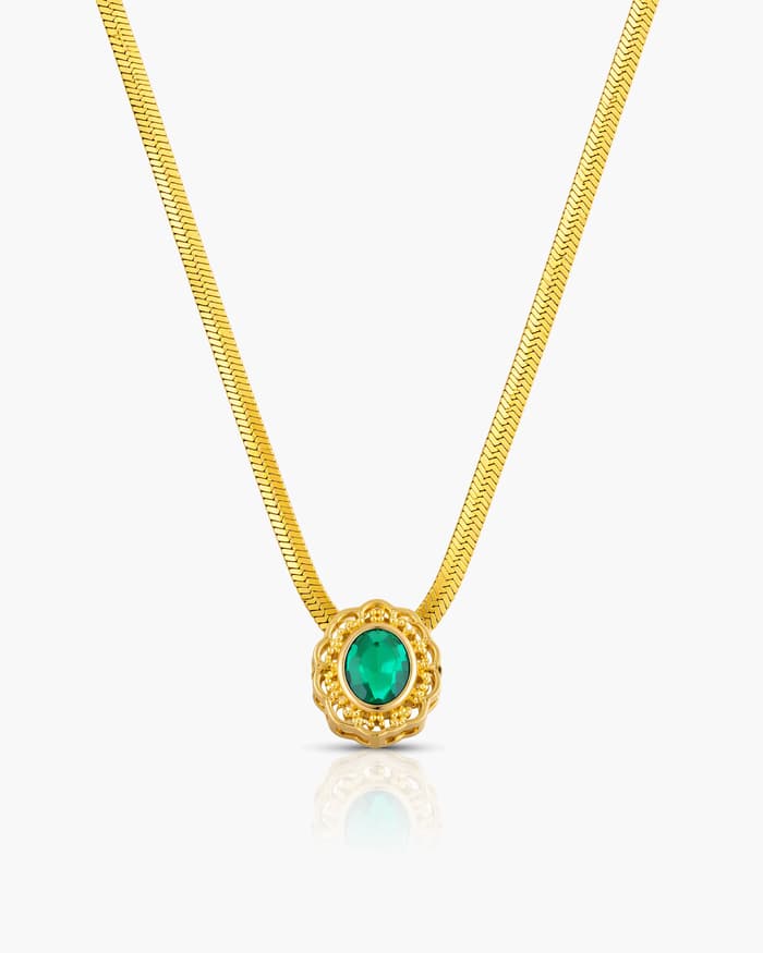 Elegant Single Stone Snake Chain Necklace