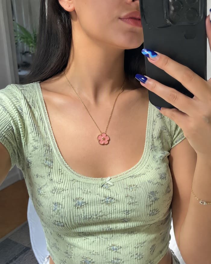 Dainty Flower Pendant Necklace — worn