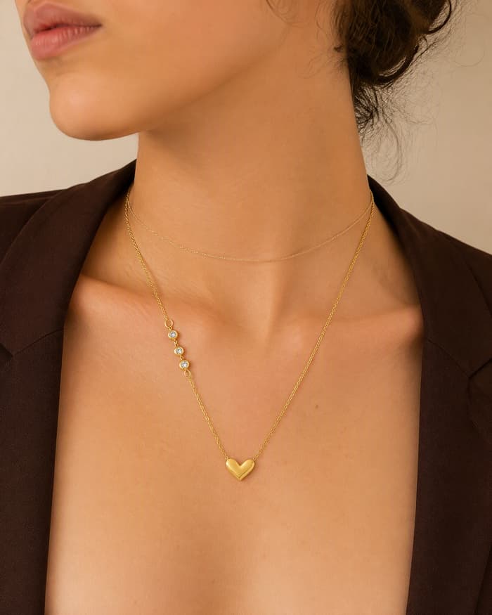 Dainty Heart Pendant Necklace — worn
