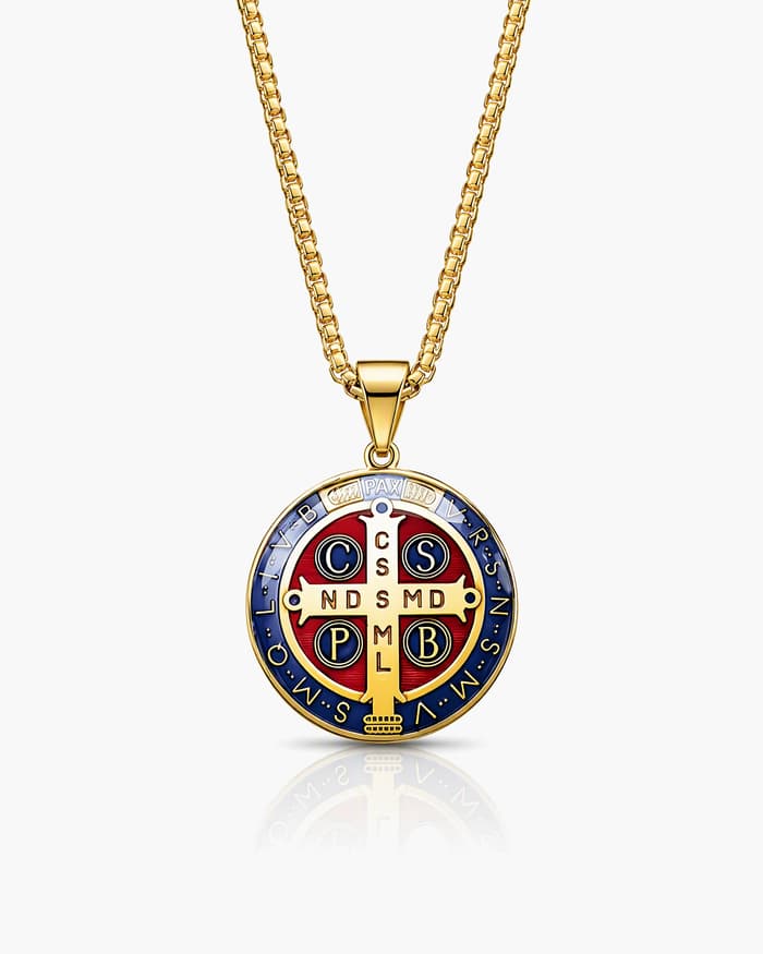Vintage Saint Benedict Medal Pendant Necklace