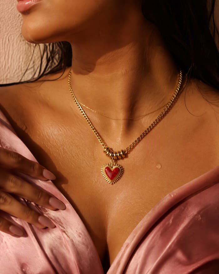 Sacred Heart Pendant Necklace — worn