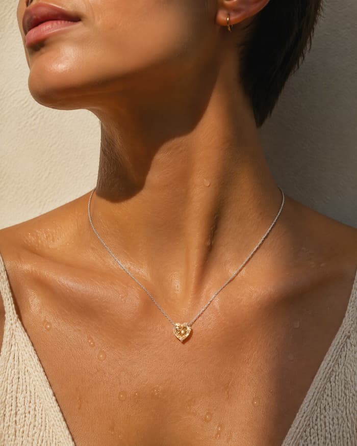 Dainty Heart Pendant Necklace — worn