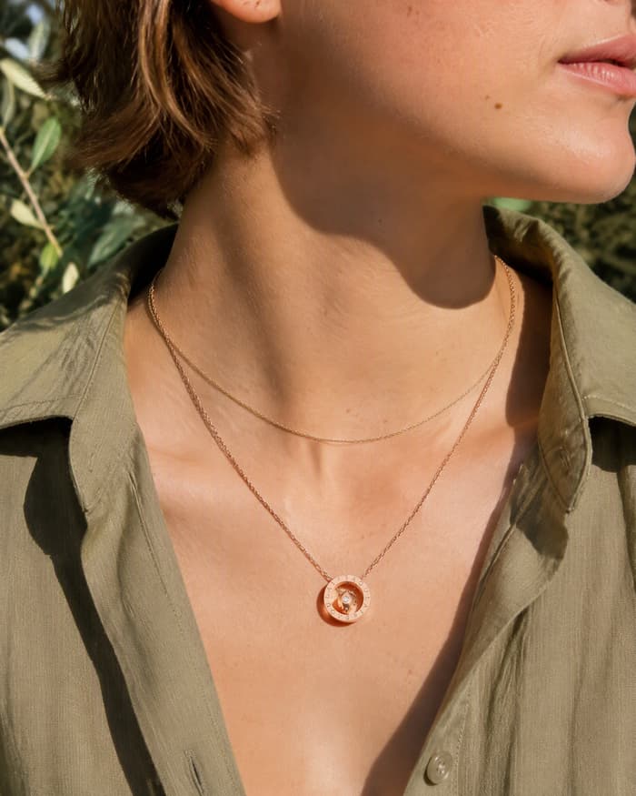 Dainty Circle Disc Necklace — worn