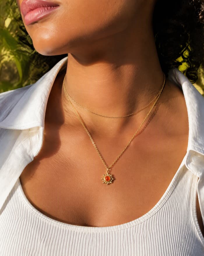 Dainty Flower Gem Necklace — worn