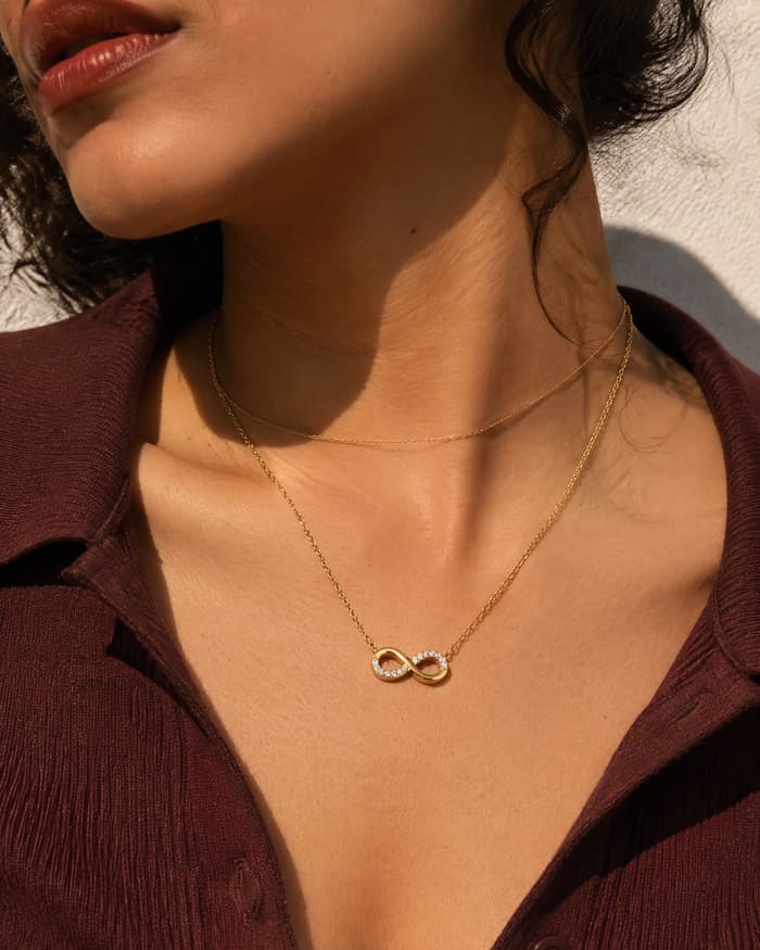 Dainty Infinity Pendant Necklace — worn