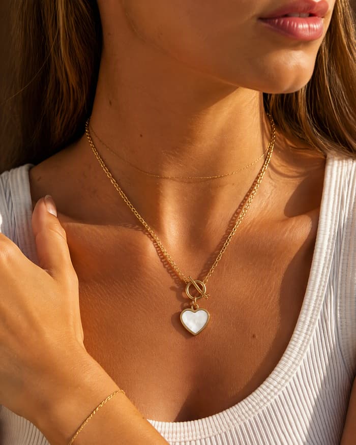 Dainty Heart Pendant Necklace — worn