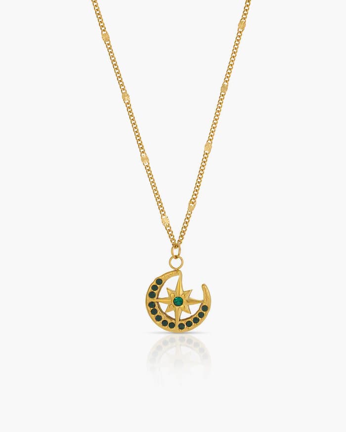 Crescent Moon & Star Pendant Necklace