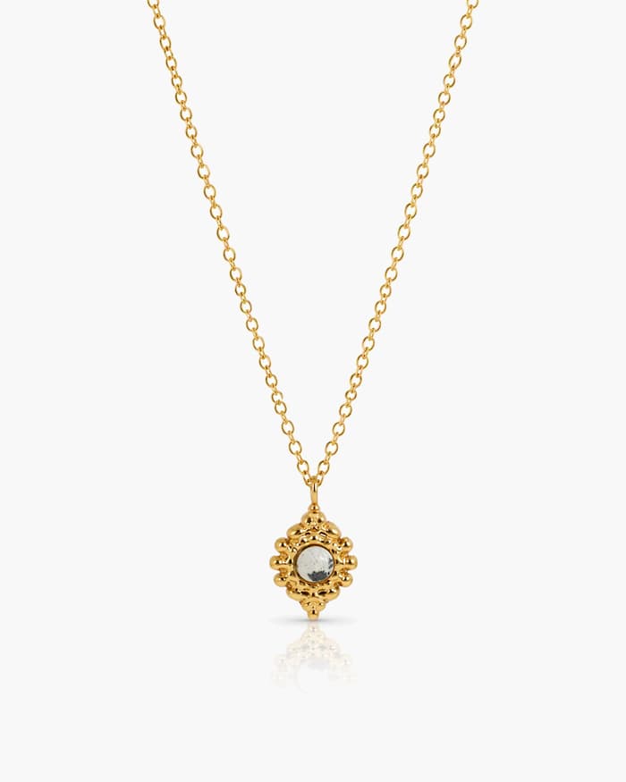 Dainty Flower Stone Pendant Necklace