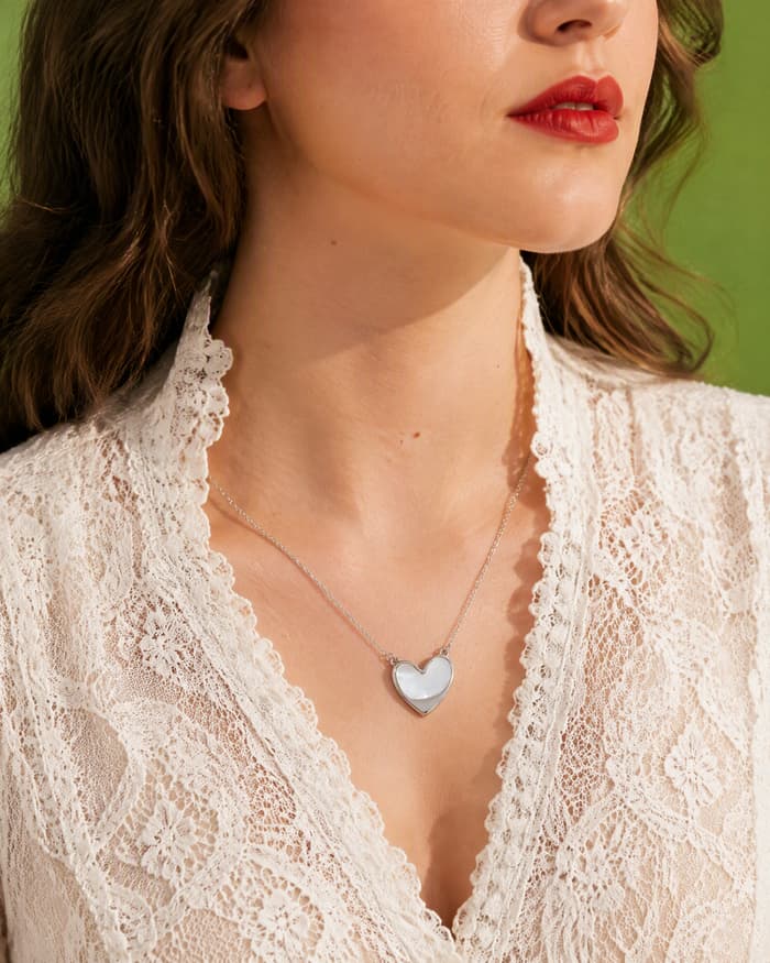 Dainty Heart Pendant Necklace — worn