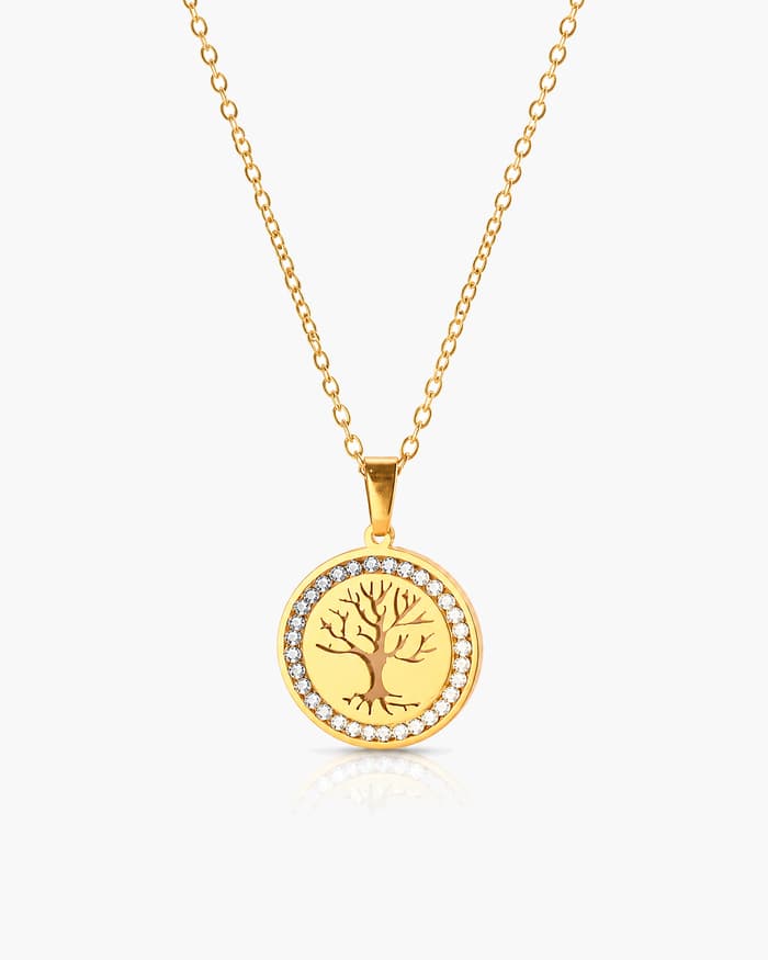 Tree of Life Disc Pendant Necklace