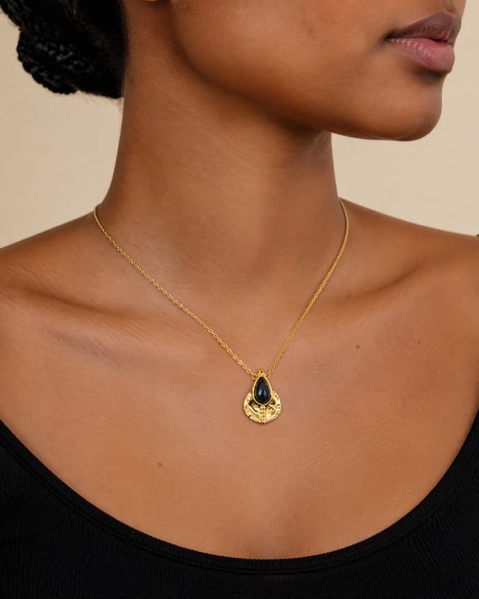 Leaf Branch Pendant Necklace — worn