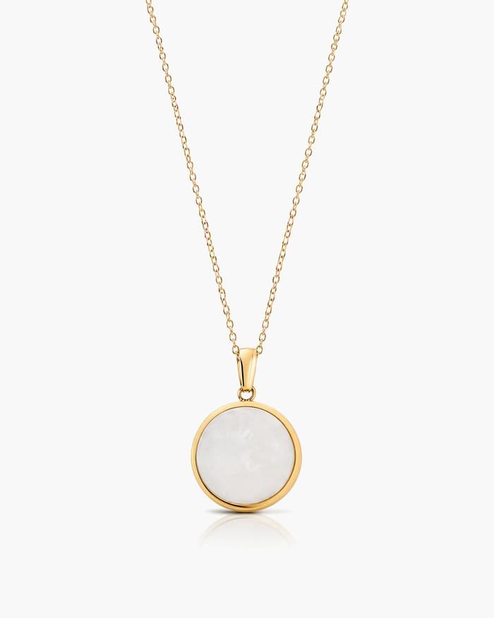 Minimalist Round Disc Pendant Necklace