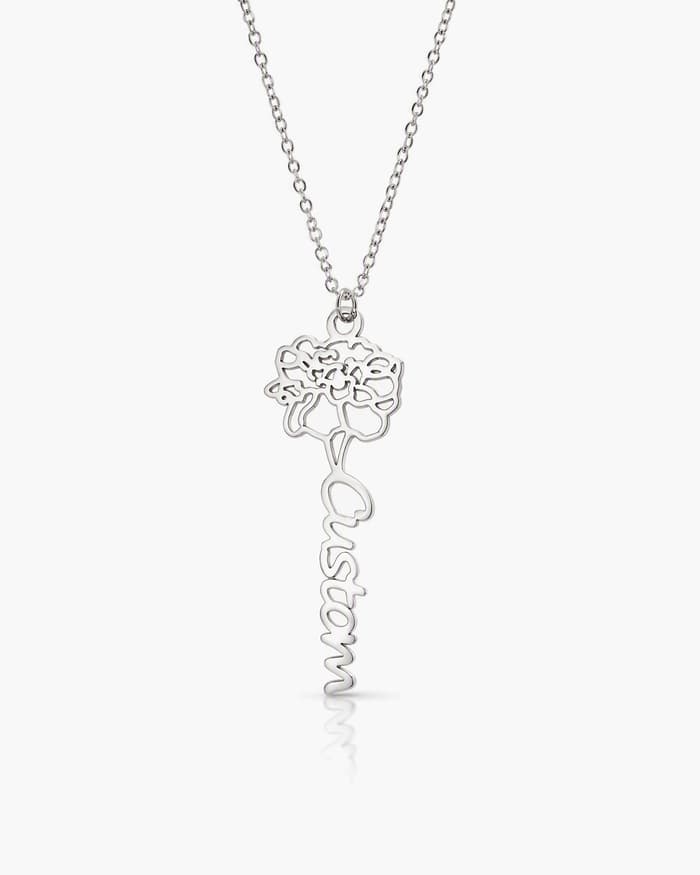 Dainty Flower Custom Name Pendant Necklace