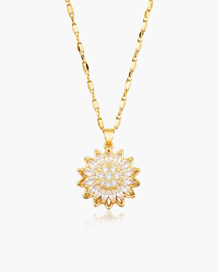 Rotatable Flower Pendant Necklace