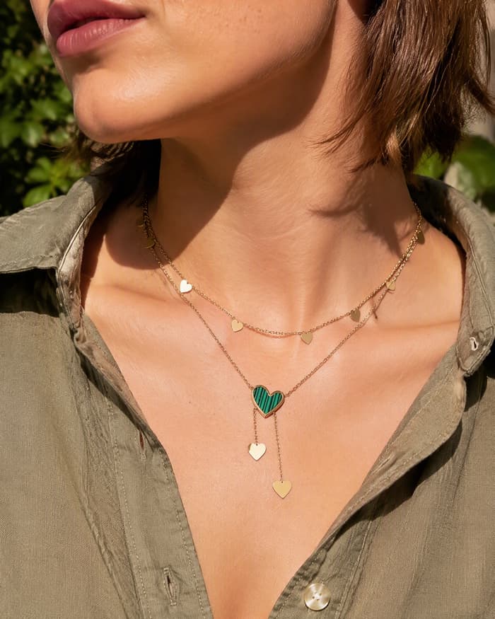 Dainty Multi-Layer Heart Necklace — worn