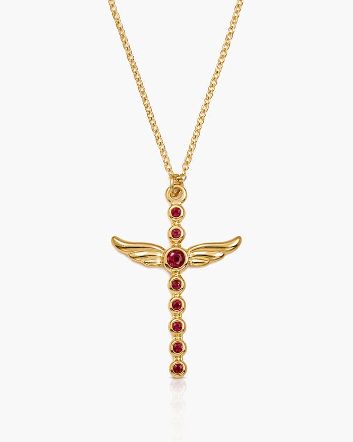 Winged Cross Pendant Necklace