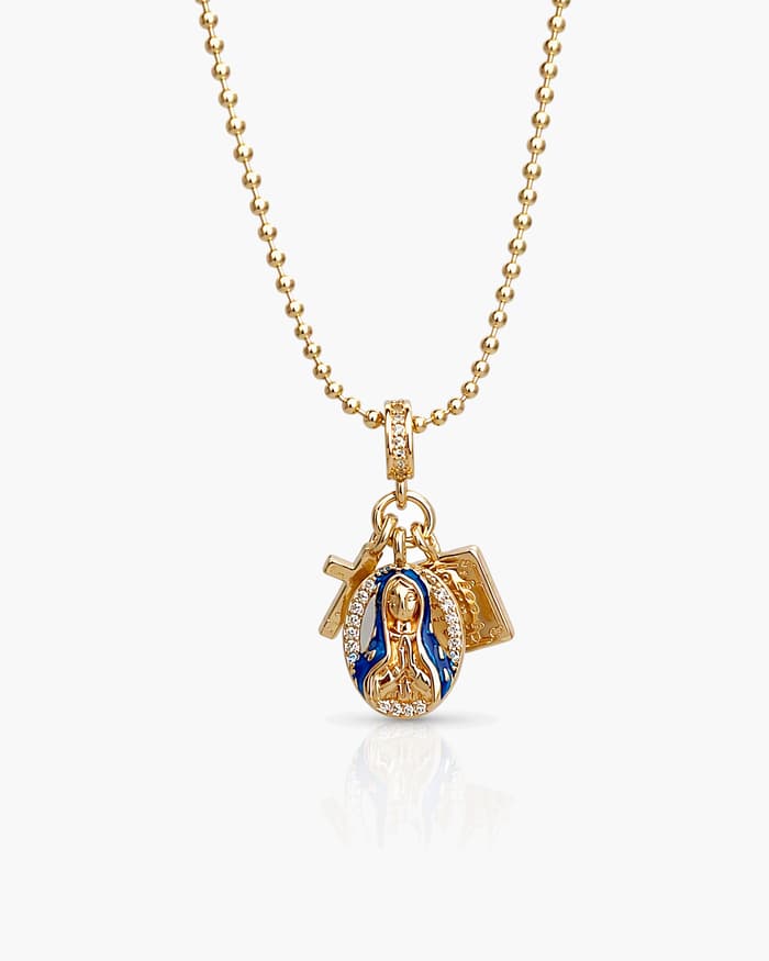 Virgin Mary Oval Pendant Necklace