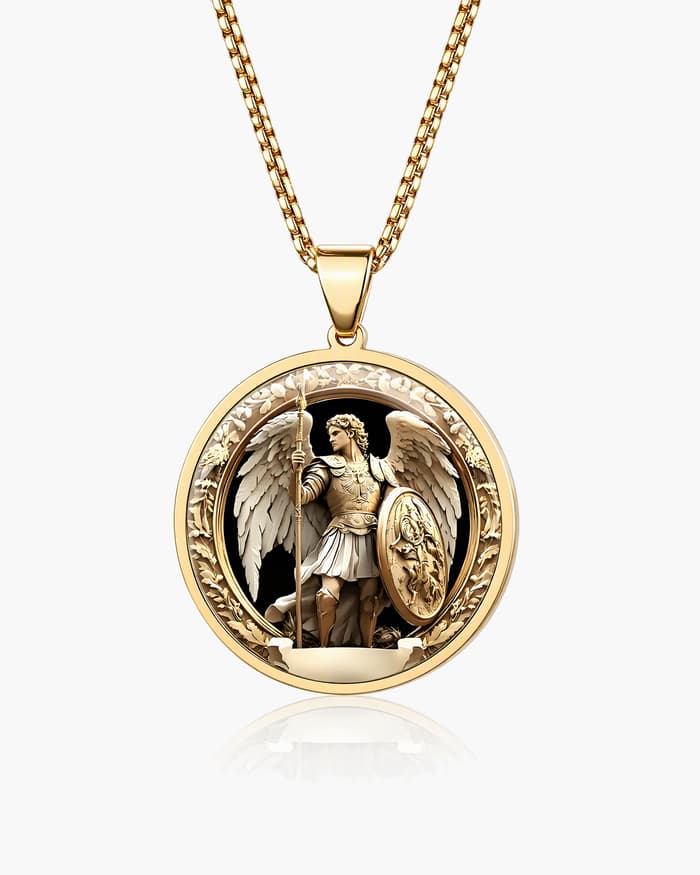 Vintage Angel Medallion Pendant Necklace