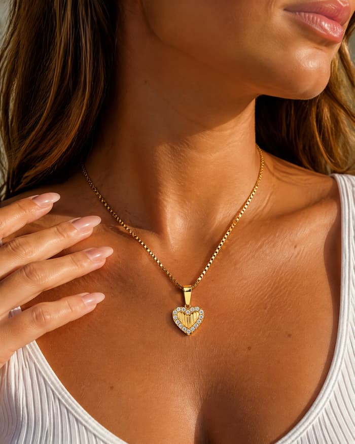 Cute Heart Pendant Necklace — worn