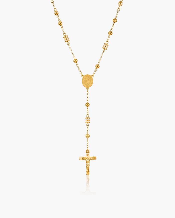 Rosary Bead Cross Necklace