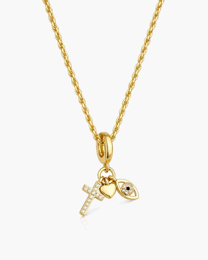 Trendy Cross Heart Eye Charm Necklace