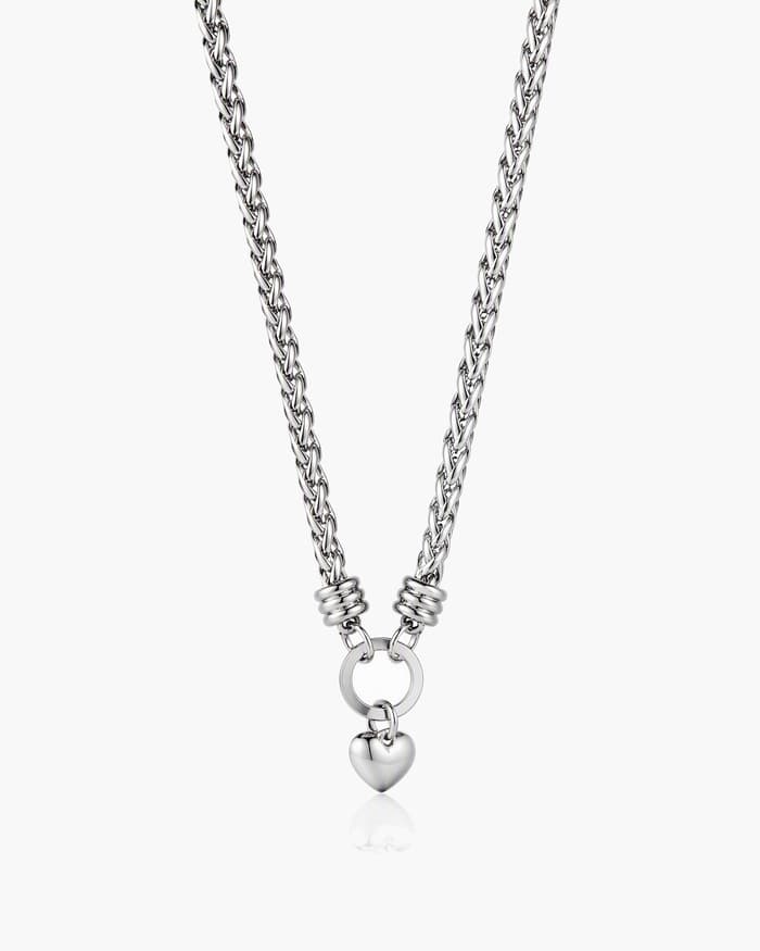 Braided Chain Heart Pendant Necklace