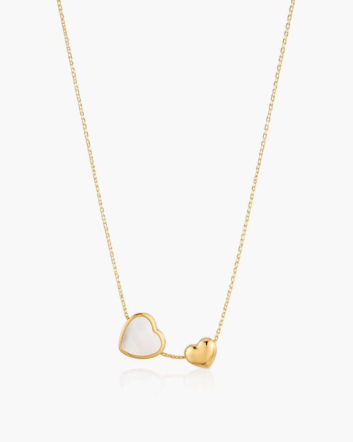 Dainty Double Heart Pendant Necklace
