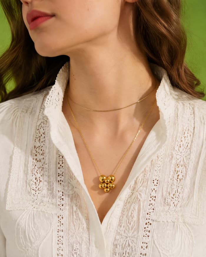 Cluster Ball Pendant Necklace — worn