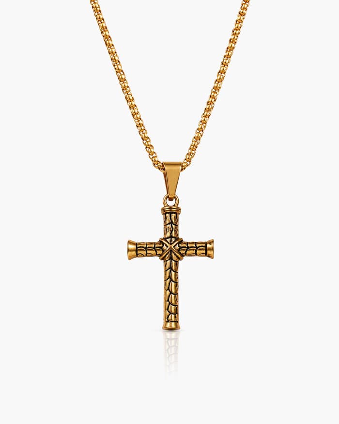 Twisted Sword Cross Pendant Necklace