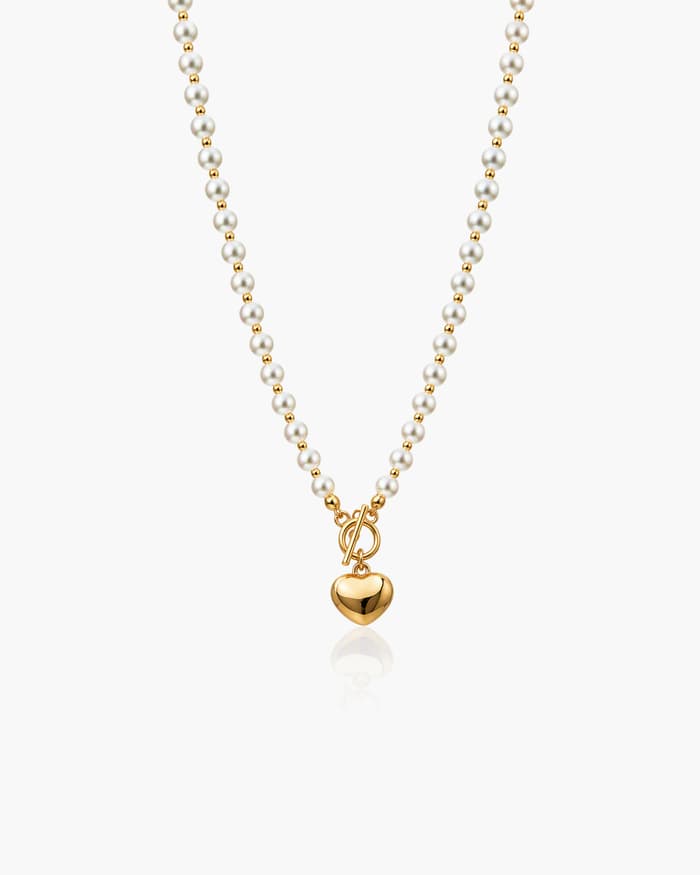 Pearl Heart Charm Necklace