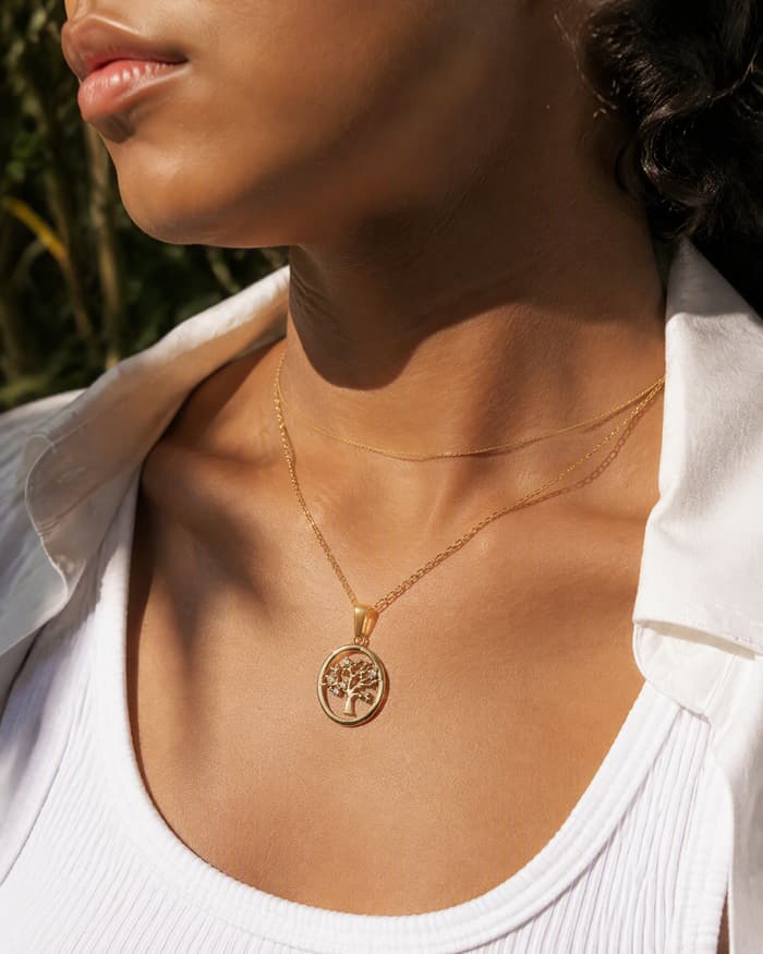 Tree of Life Pendant Necklace — worn