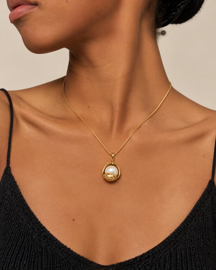 Elegant Shell Pendant Necklace — worn
