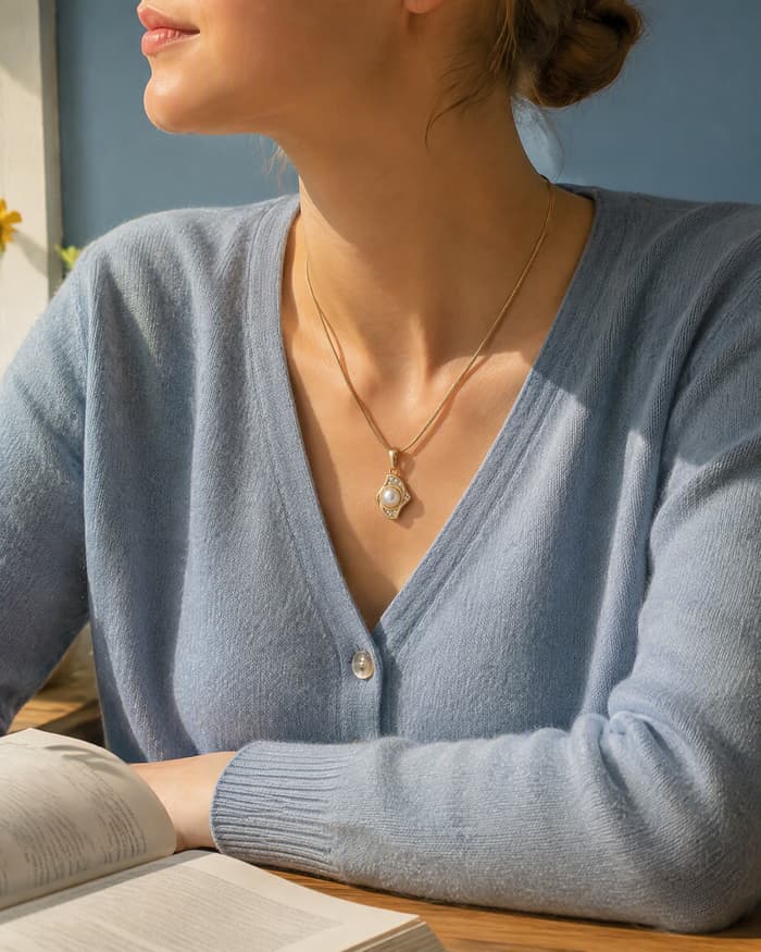 Elegant Eye Pendant Necklace — worn