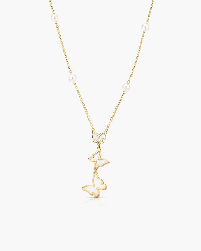 Dainty Butterfly Pearl Necklace