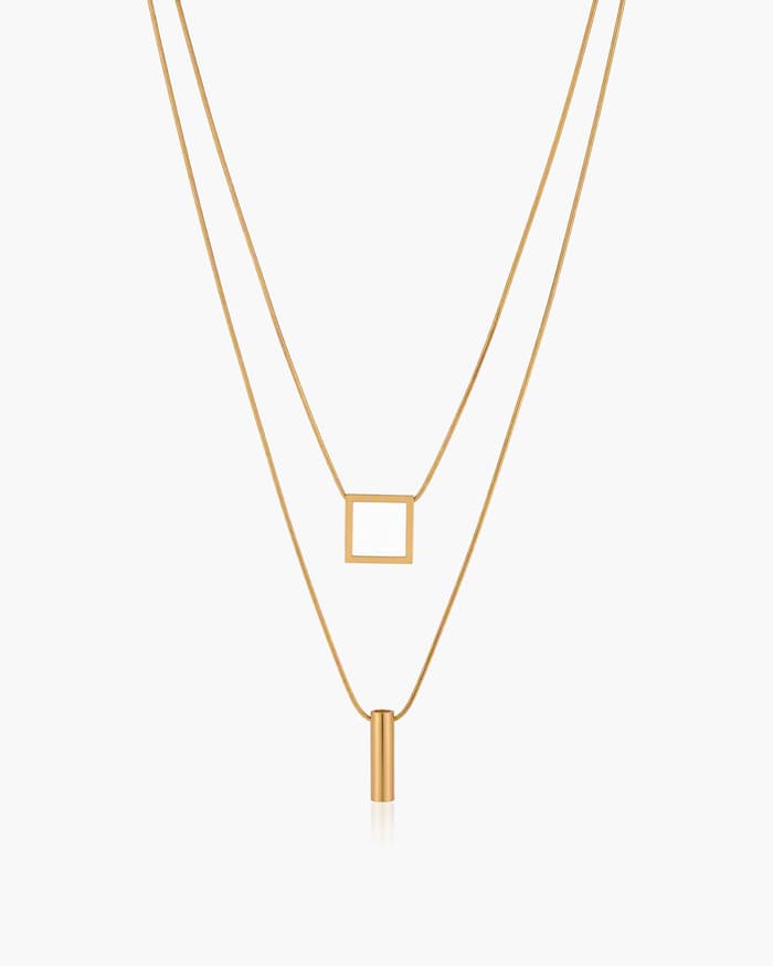 Minimalist Bar Square Snake Chain Necklace