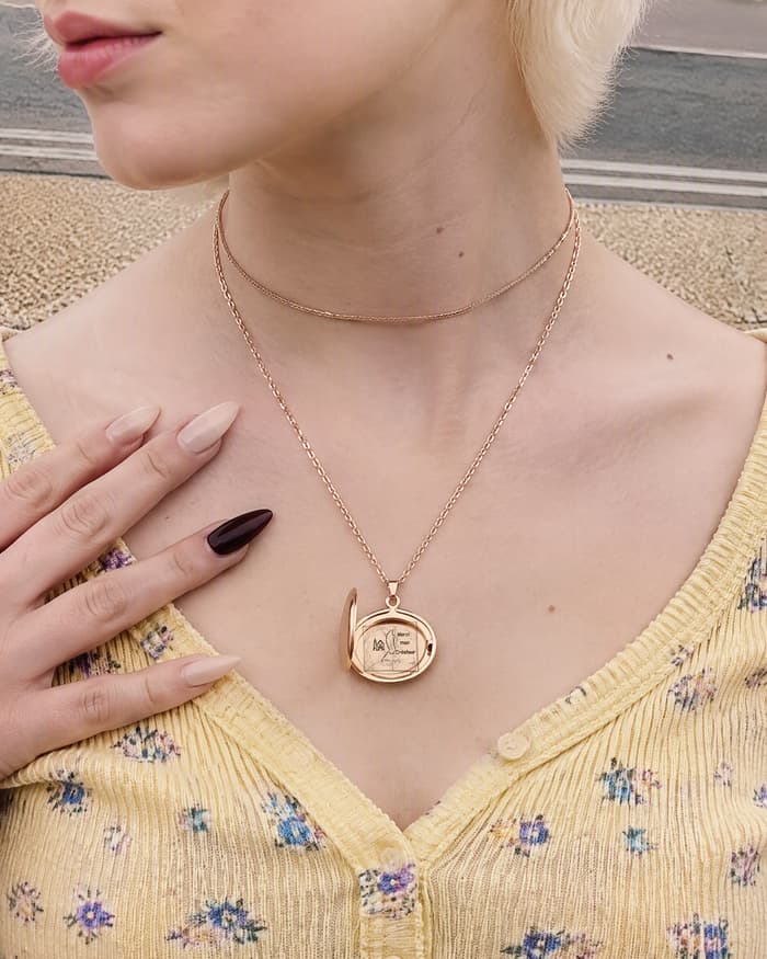Oval Locket Necklace — worn