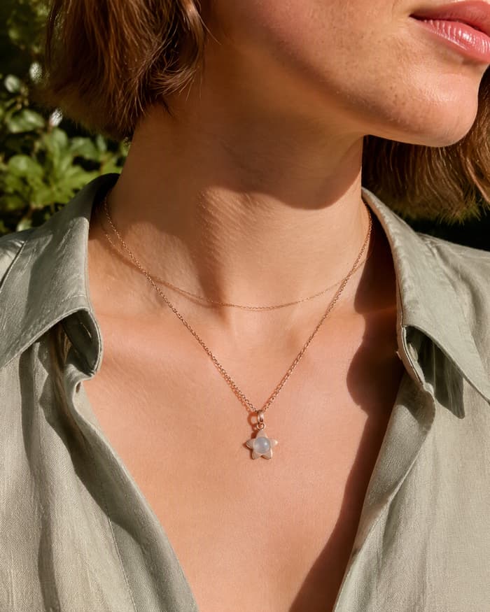 Dainty Flower Pendant Necklace — worn