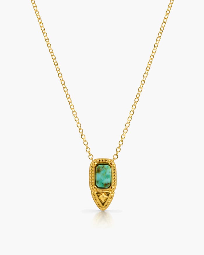 Dainty Rectangular Stone Pendant Necklace