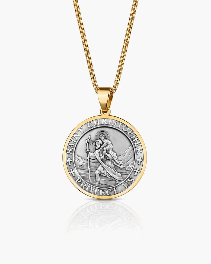 Vintage Saint Christopher Medal Necklace