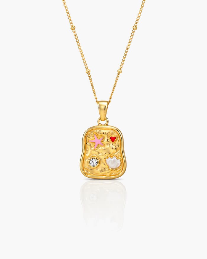 Cute Starfish & Shell Pendant Necklace