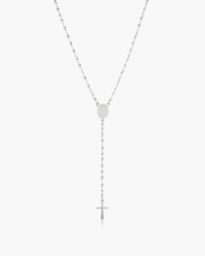 Dainty Cross Rosary Necklace