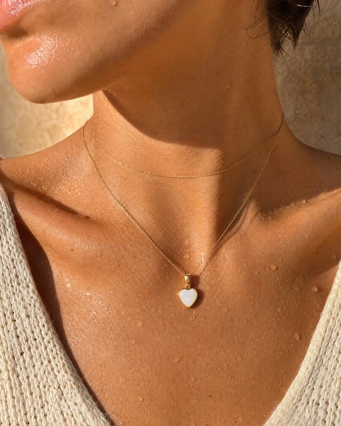 Dainty Heart Pendant Necklace — worn