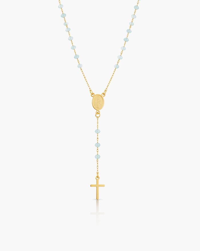 Dainty Cross Rosary Necklace