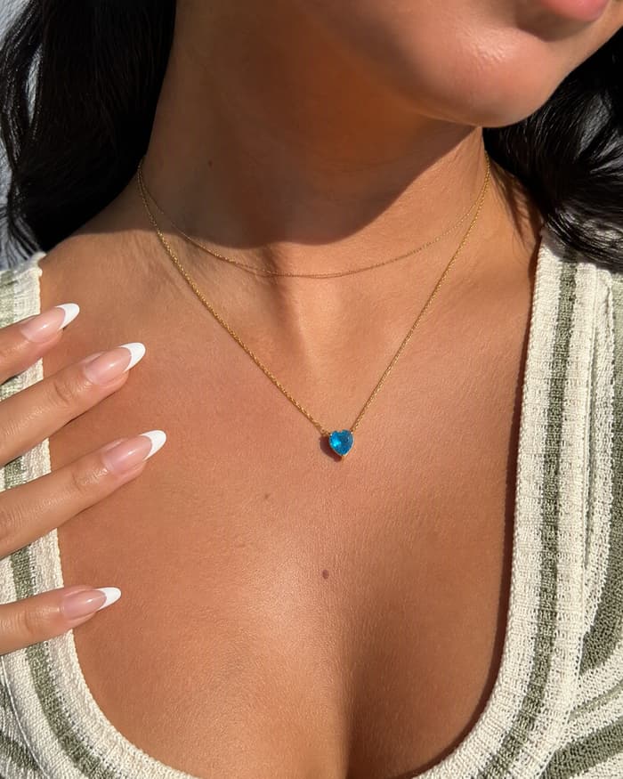 Dainty Heart Pendant Necklace — worn